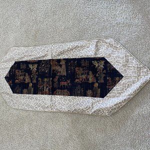 Tribal-Printed Table Runner Lined With Tassels